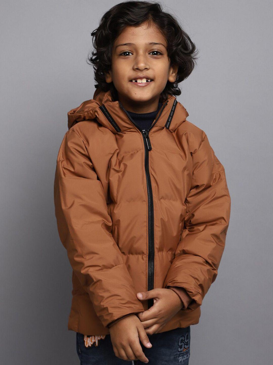 v-mart boys hooded lightweight quilted jacket with zip detail