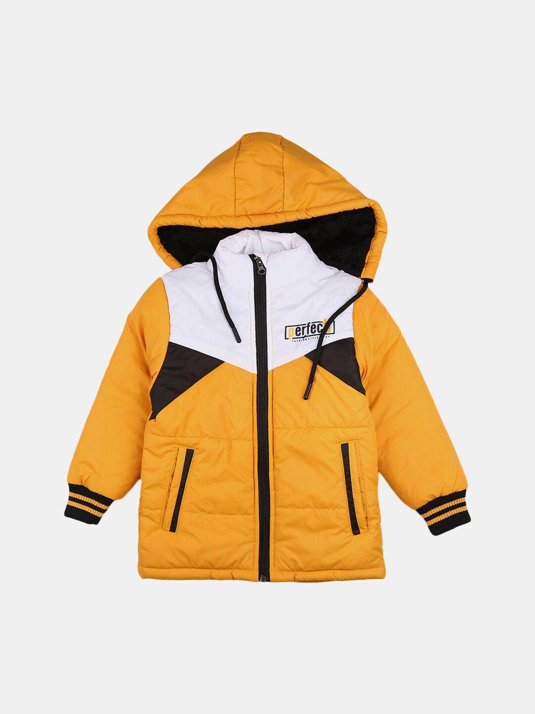 v-mart boys mustard colourblocked lightweight outdoor puffer jacket