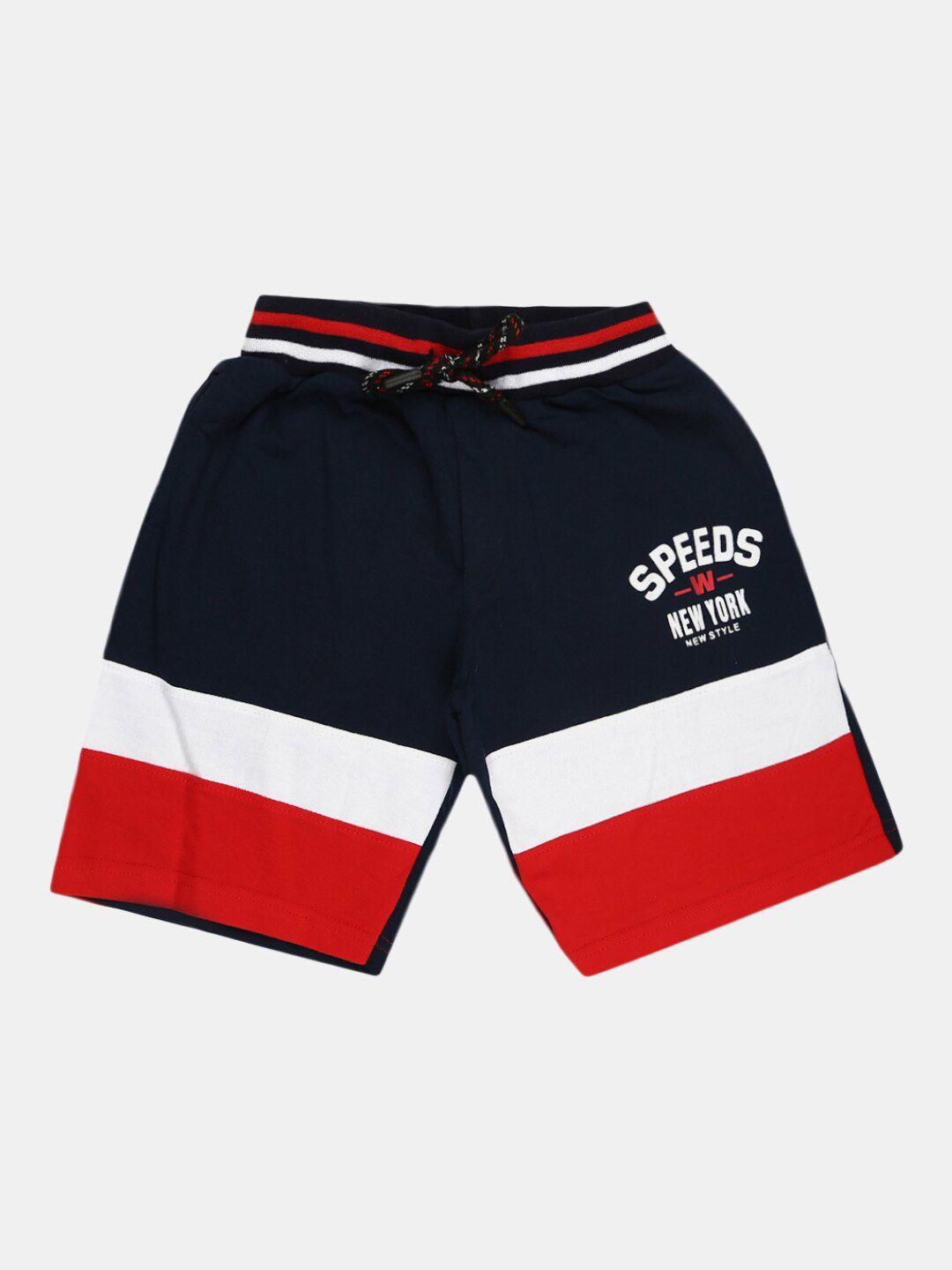 v-mart boys navy blue colourblocked shorts