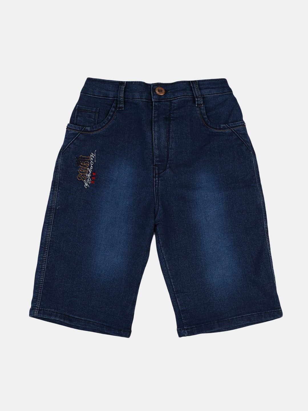 v-mart boys navy blue washed denim shorts