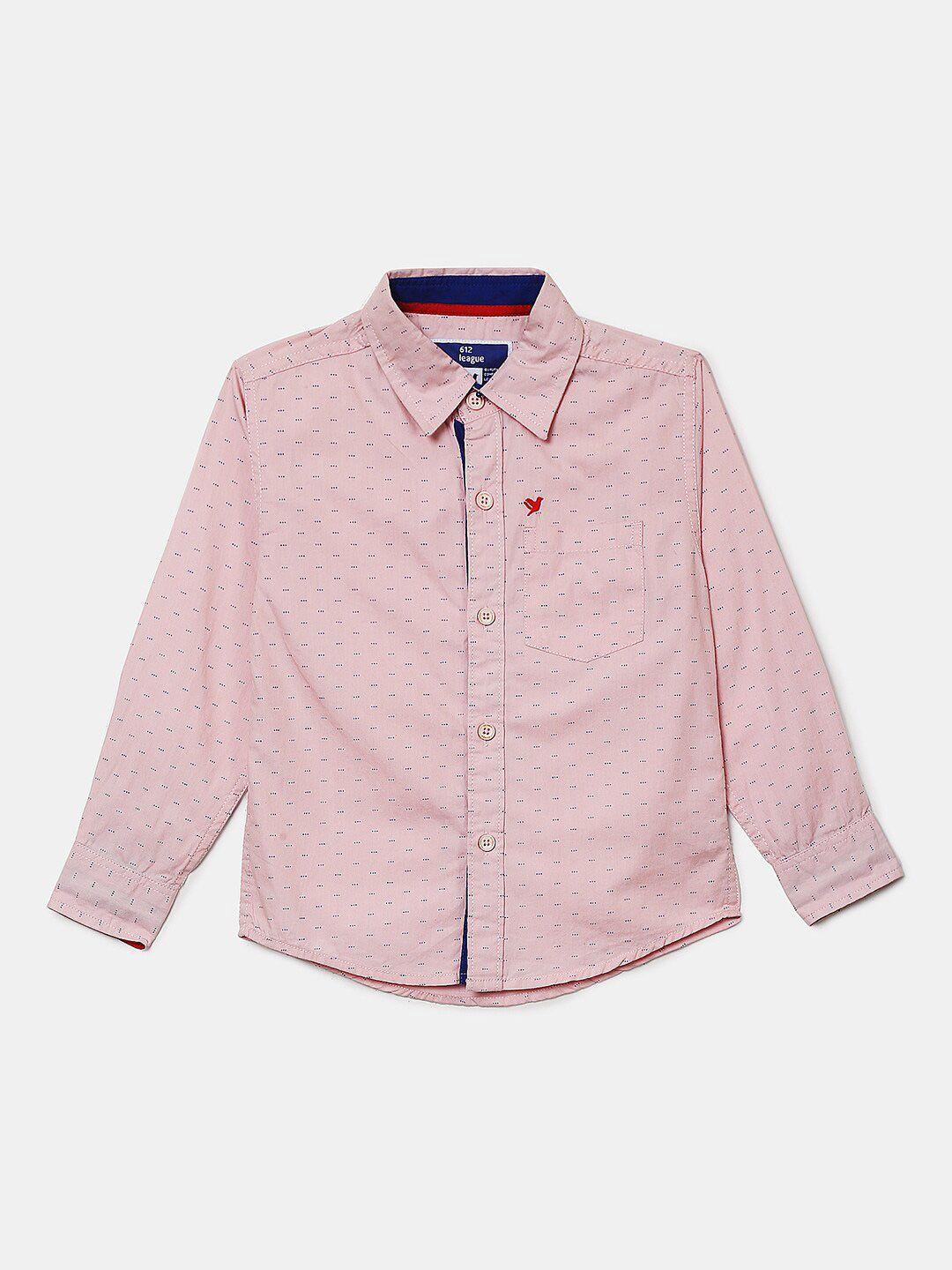 v-mart boys pink printed casual shirt