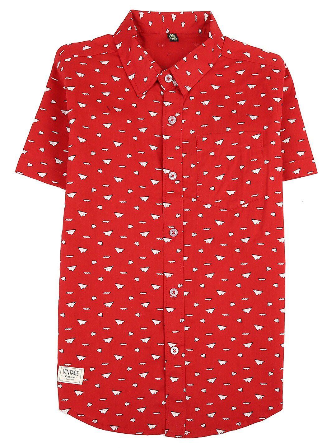 v-mart boys red classic printed casual shirt