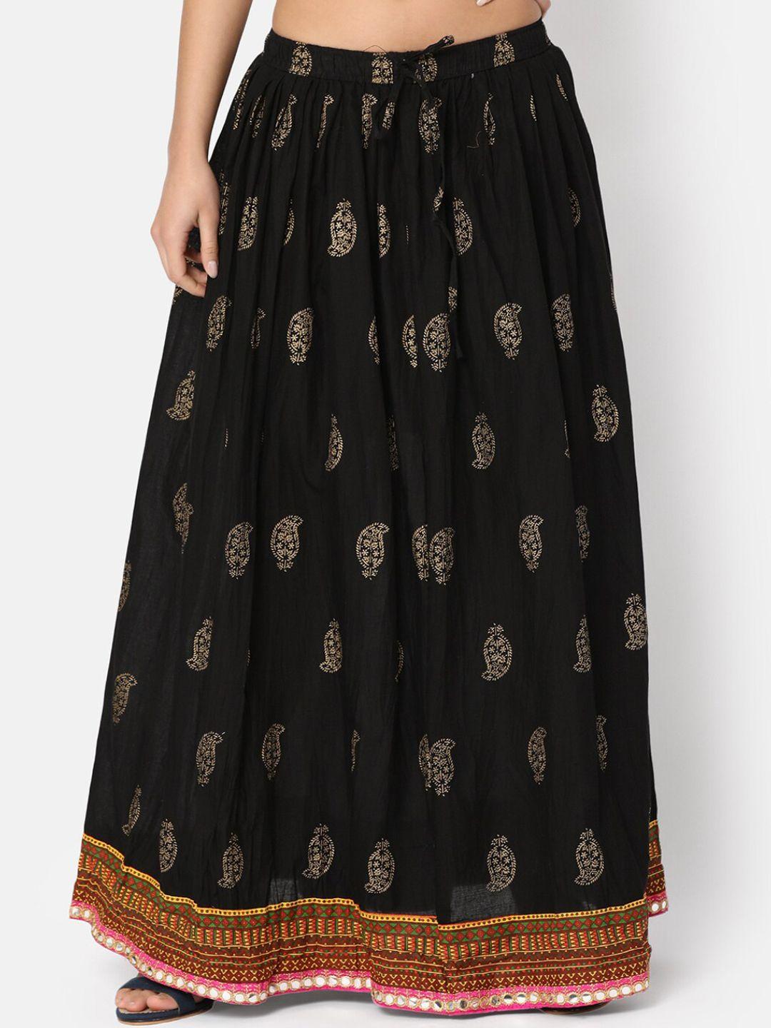 v-mart ethnic motifs printed flared maxi skirt
