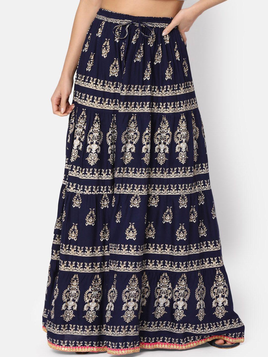 v-mart ethnic motifs printed flared maxi skirt