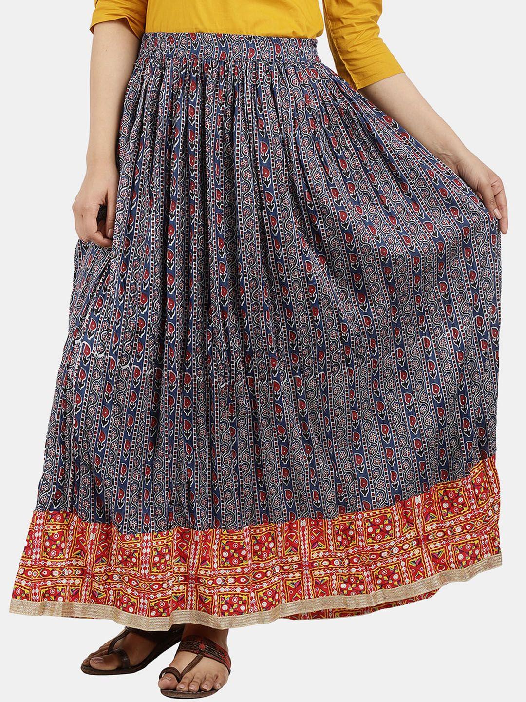 v-mart ethnic motifs printed maxi flared skirts