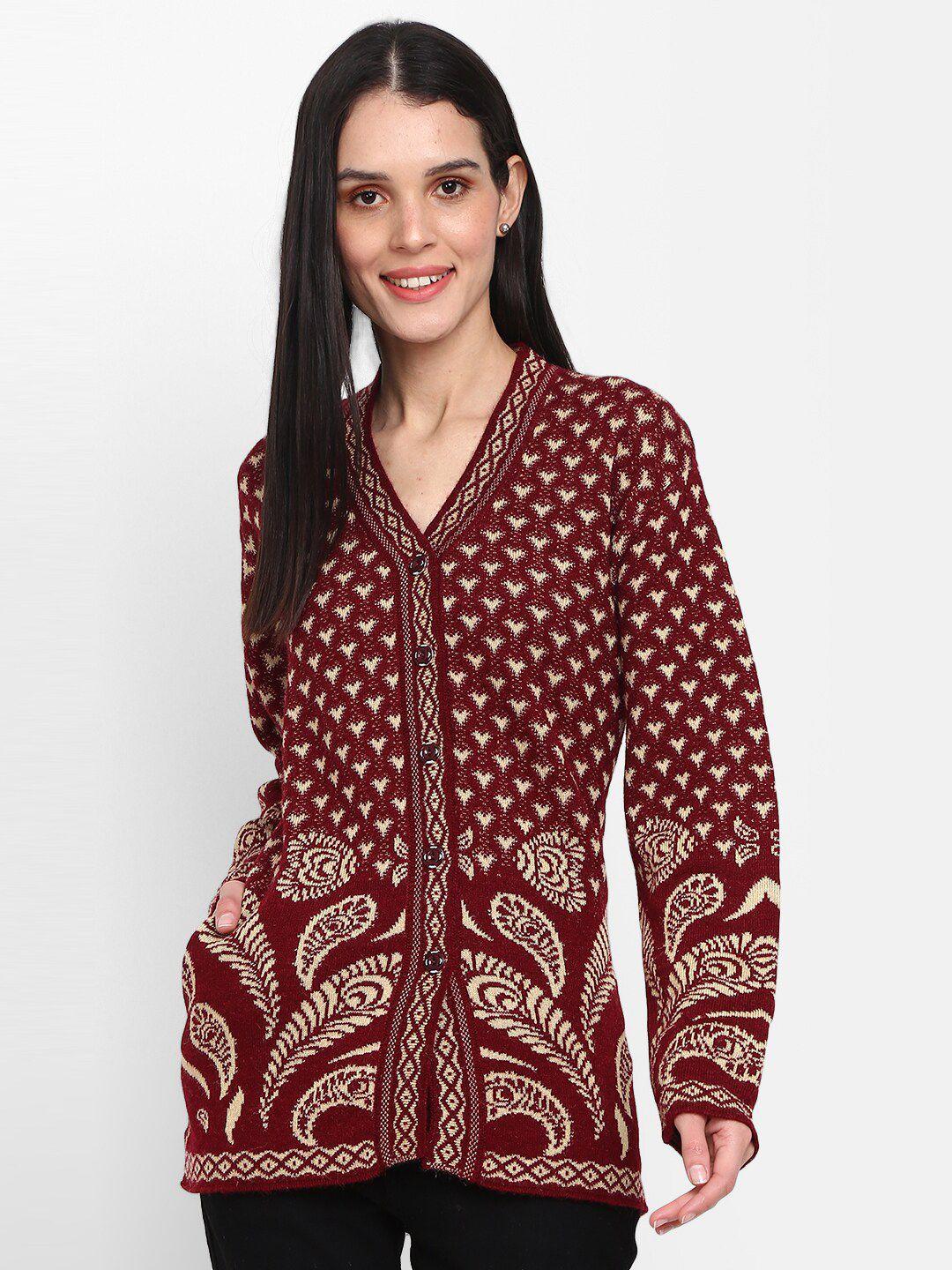 v-mart ethnic motifs printed v-neck cotton longline cardigan