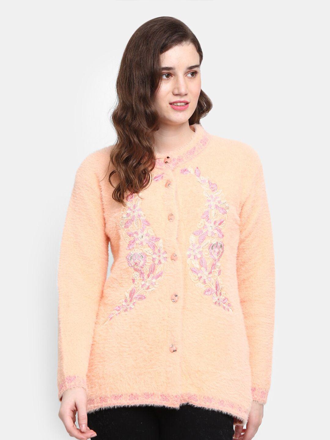 v-mart floral embroidered cotton cardigan with embroidered detail