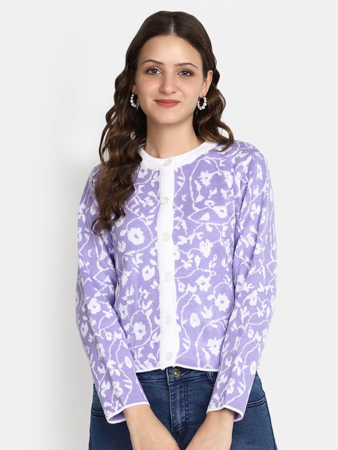 v-mart floral printed acrylic cardigan sweater