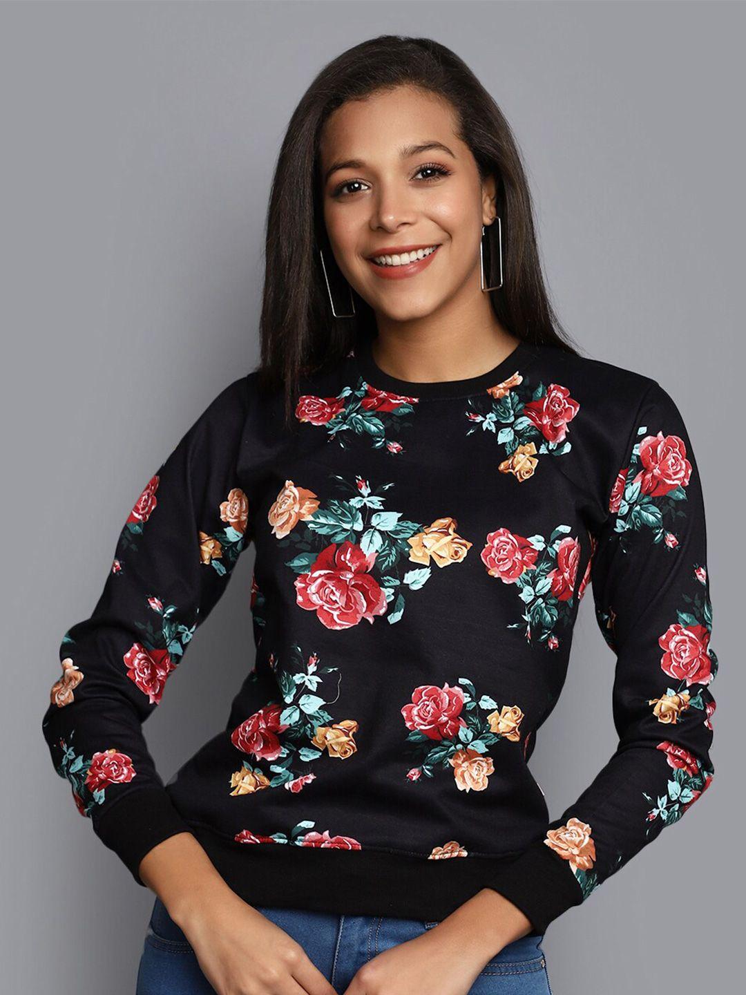 v-mart floral printed cotton & fleece pullover sweatshirt