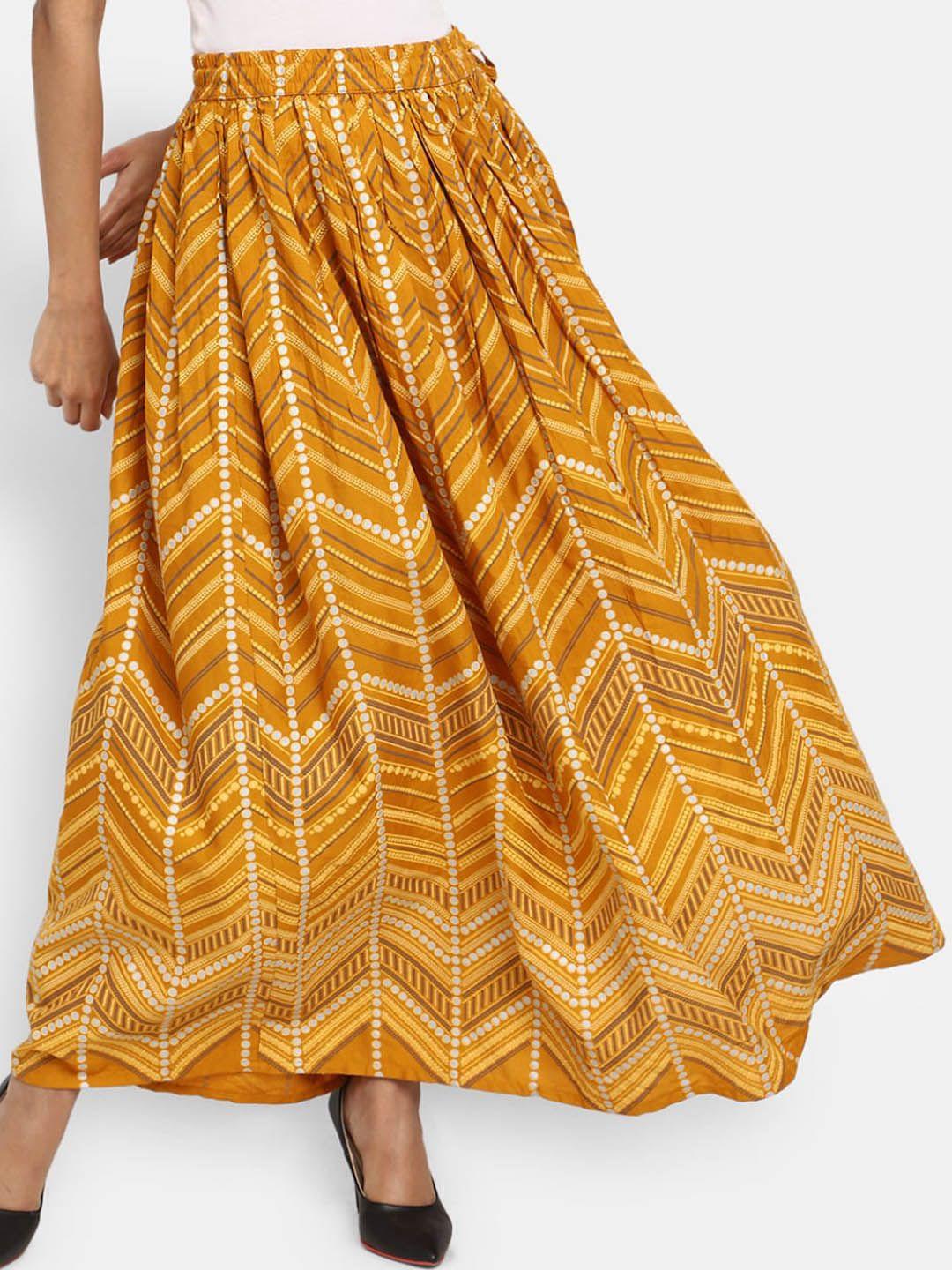 v-mart geometric printed flared maxi skirt
