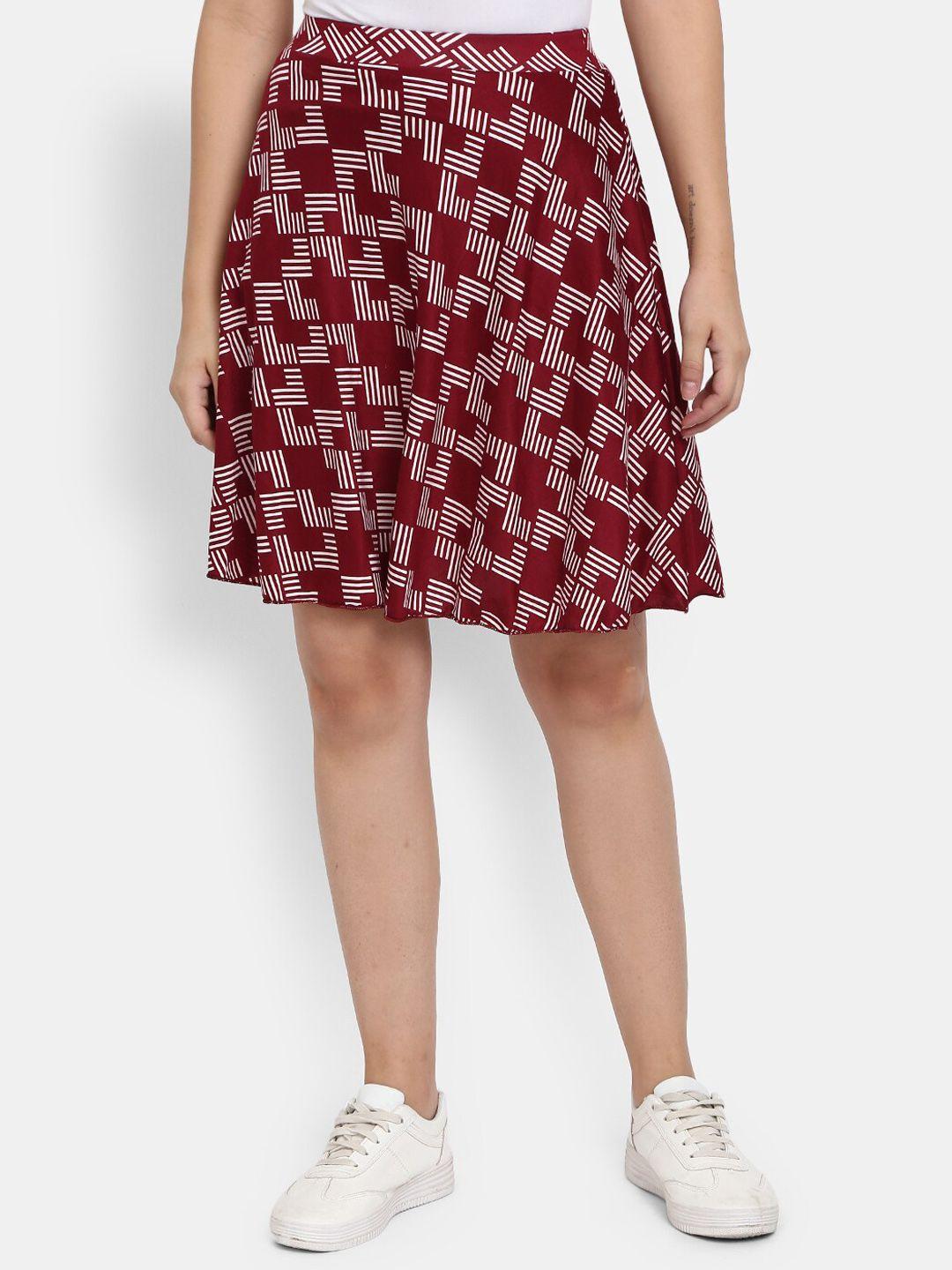 v-mart geometric printed flared skirt