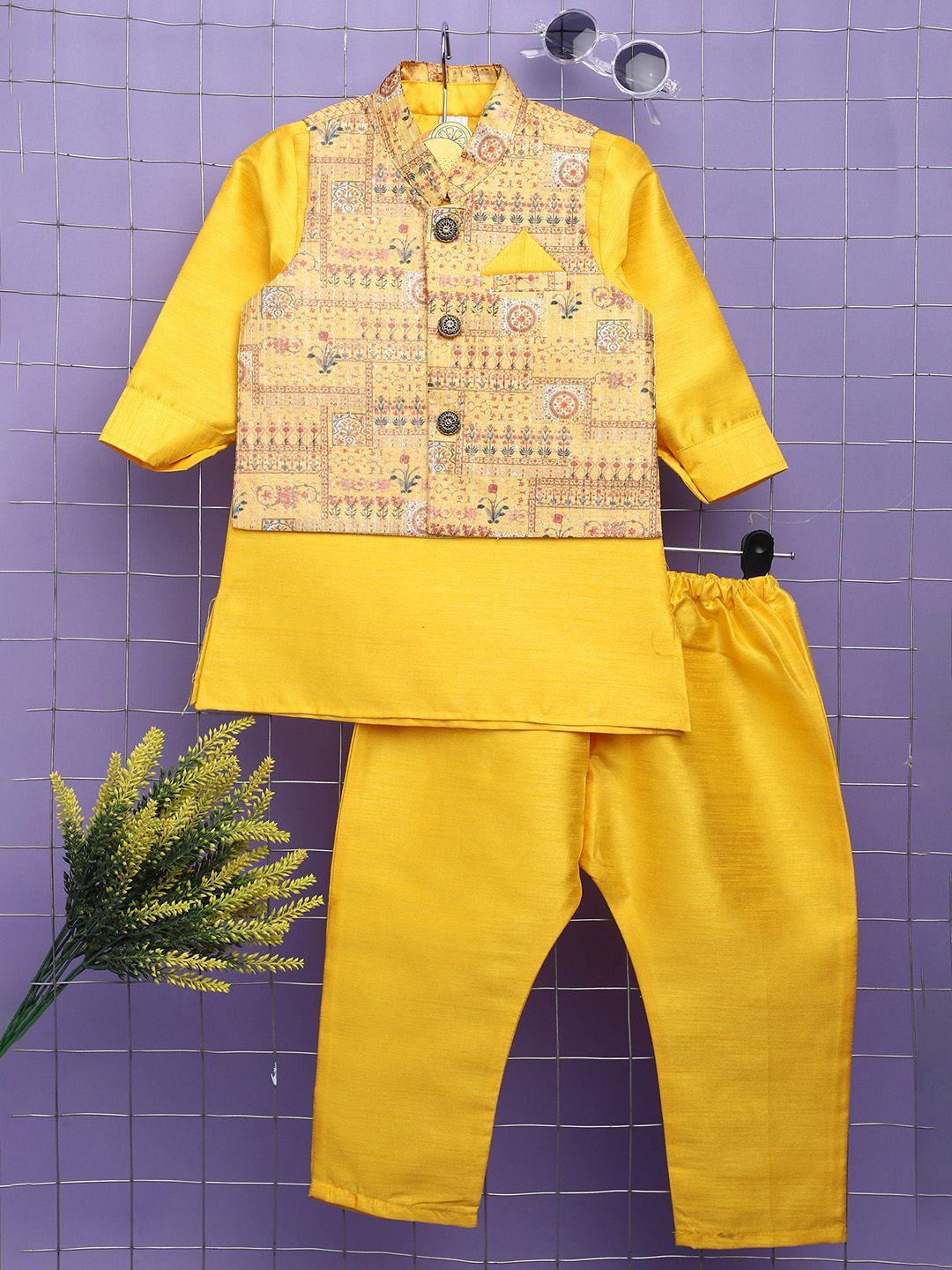 v-mart infant boys cotton straight kurta with trousers set