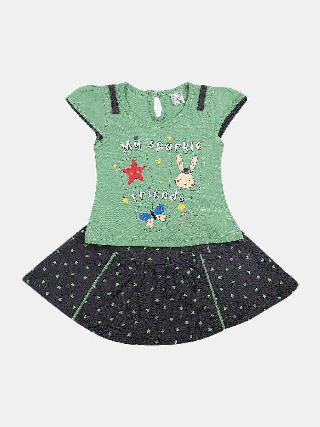 v-mart-infant-girls-pure-cotton-printed-t-shirt-with-skirt-set