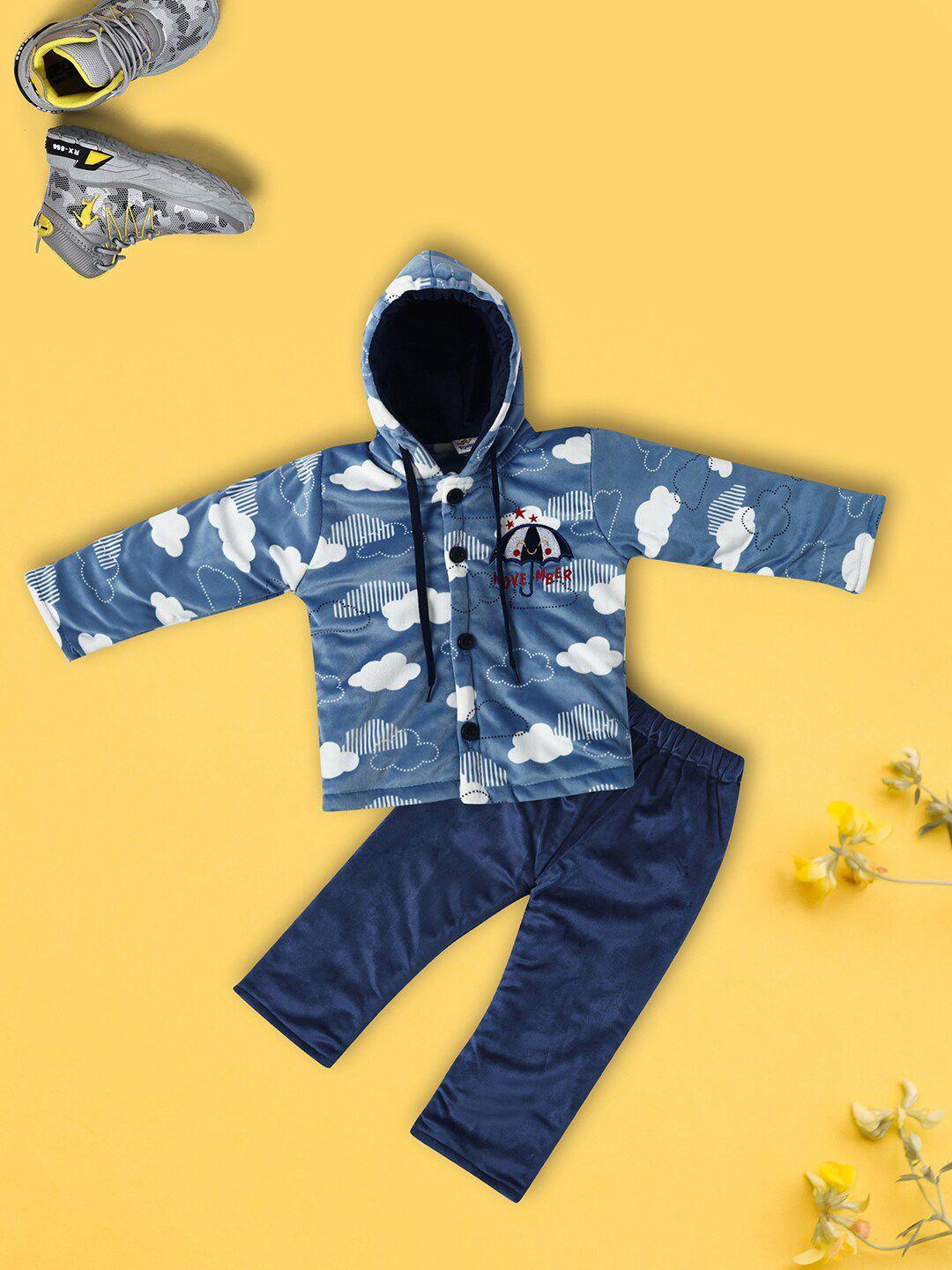 v-mart-infant-kids-conversational-printed-hooded-pure-cotton-clothing-set