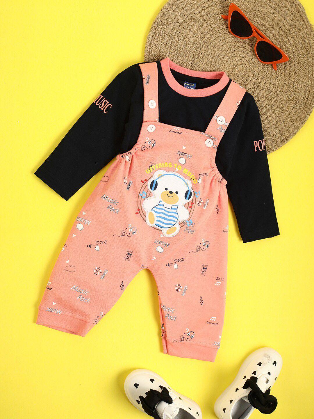 v-mart infant printed cotton dungaree with t-shirt