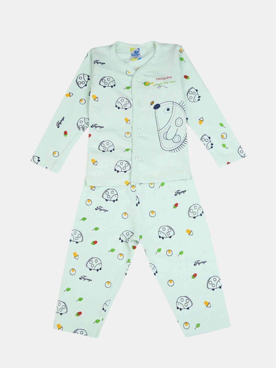 v-mart infant pure cotton printed shirt with pyjamas set