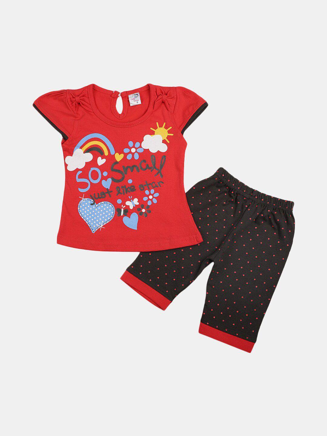v-mart infant pure cotton printed top with pyjamas set