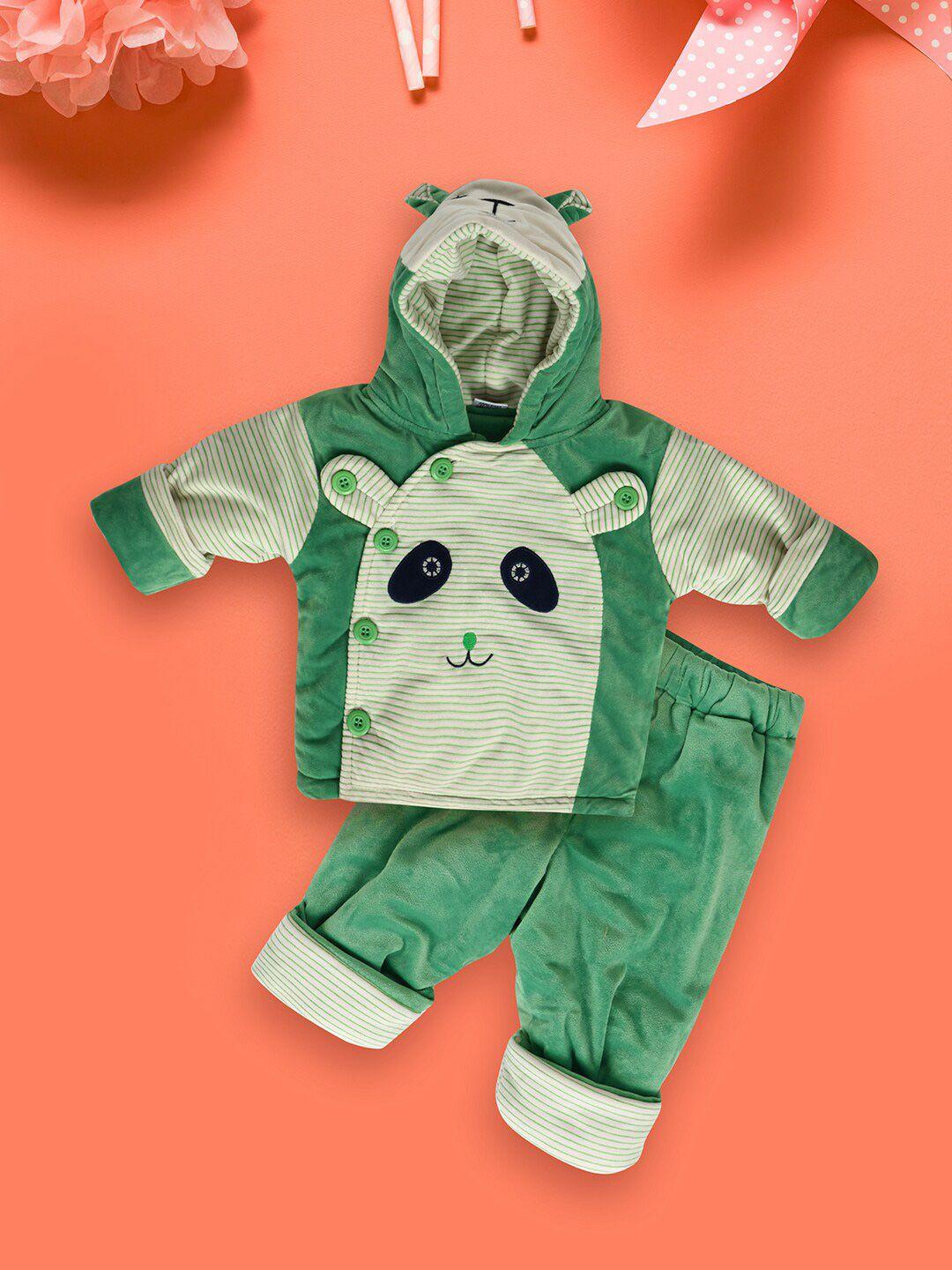 v-mart infants printed hooded pure cotton clothing set