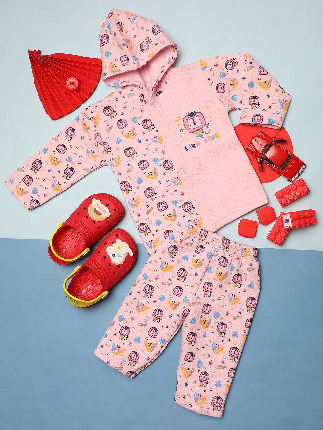 v-mart infants printed hooded shirt with pyjamas