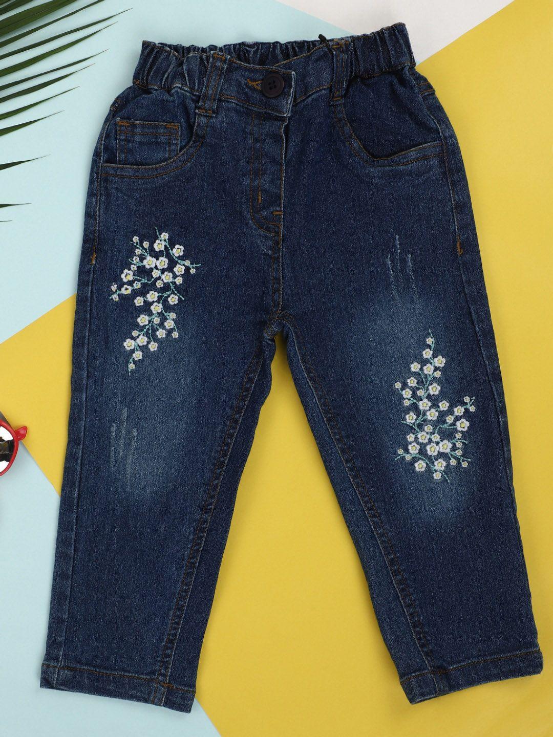 v-mart infants slim fit comfort embroidered light fade jeans