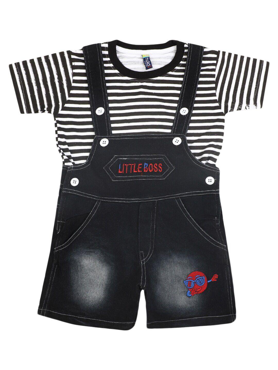 v-mart kids black & white striped t-shirt with trousers
