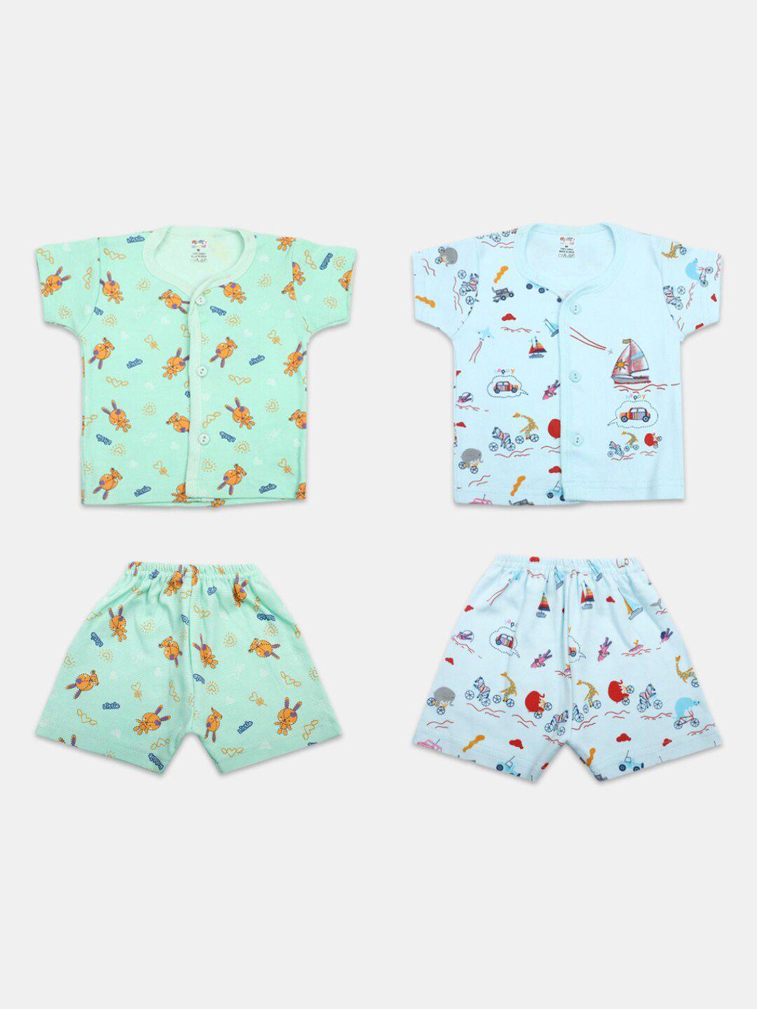 v-mart kids pack of 2 printed pure cotton shirt with shorts