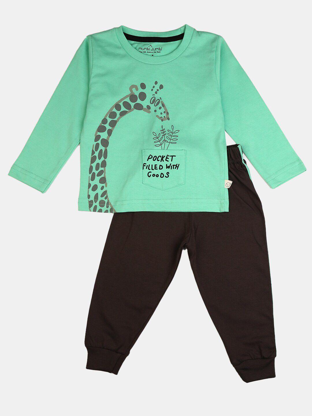 v-mart kids printed pure cotton t-shirt with trousers clothing set