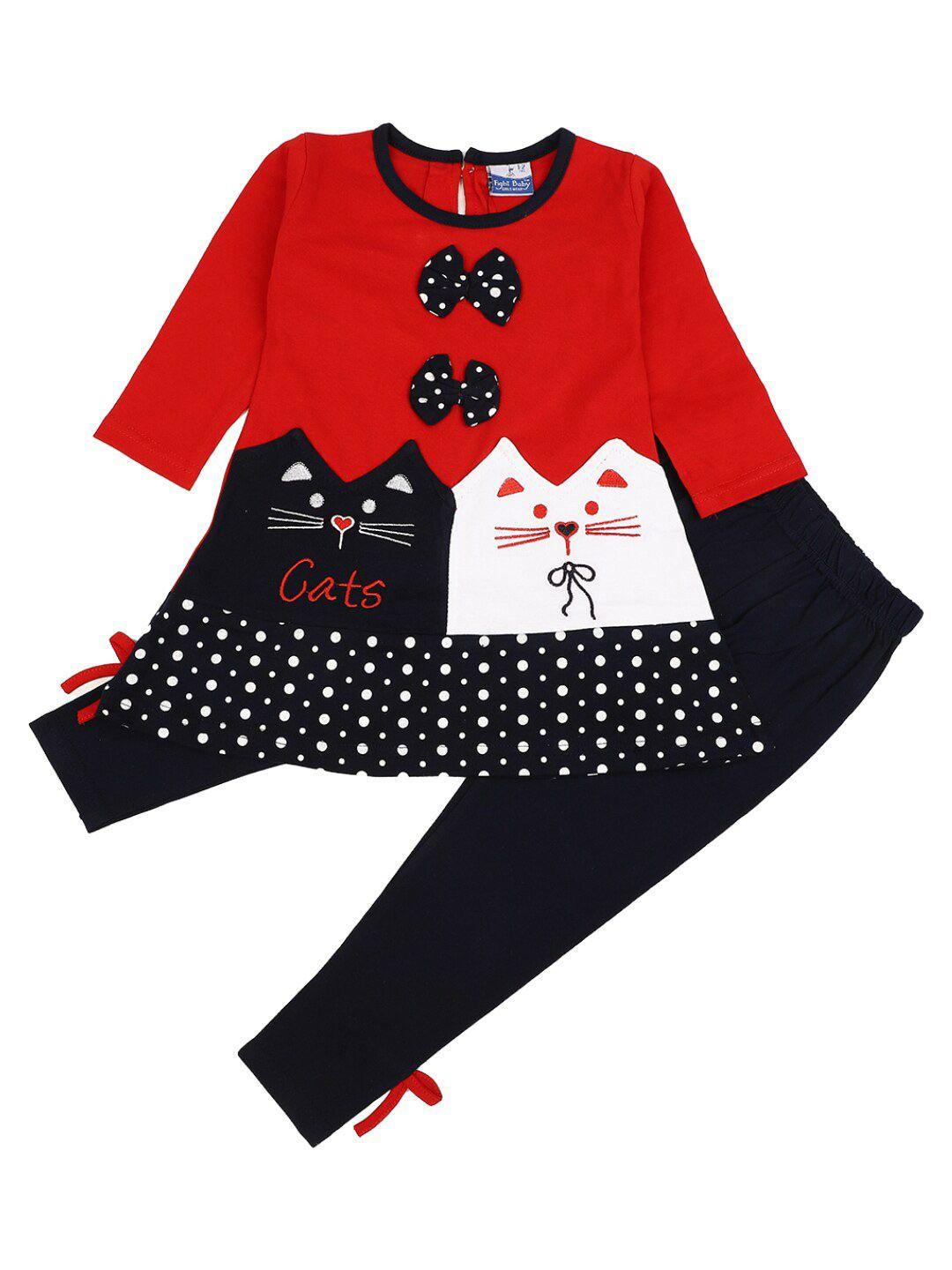 v-mart kids red printed top with trouser
