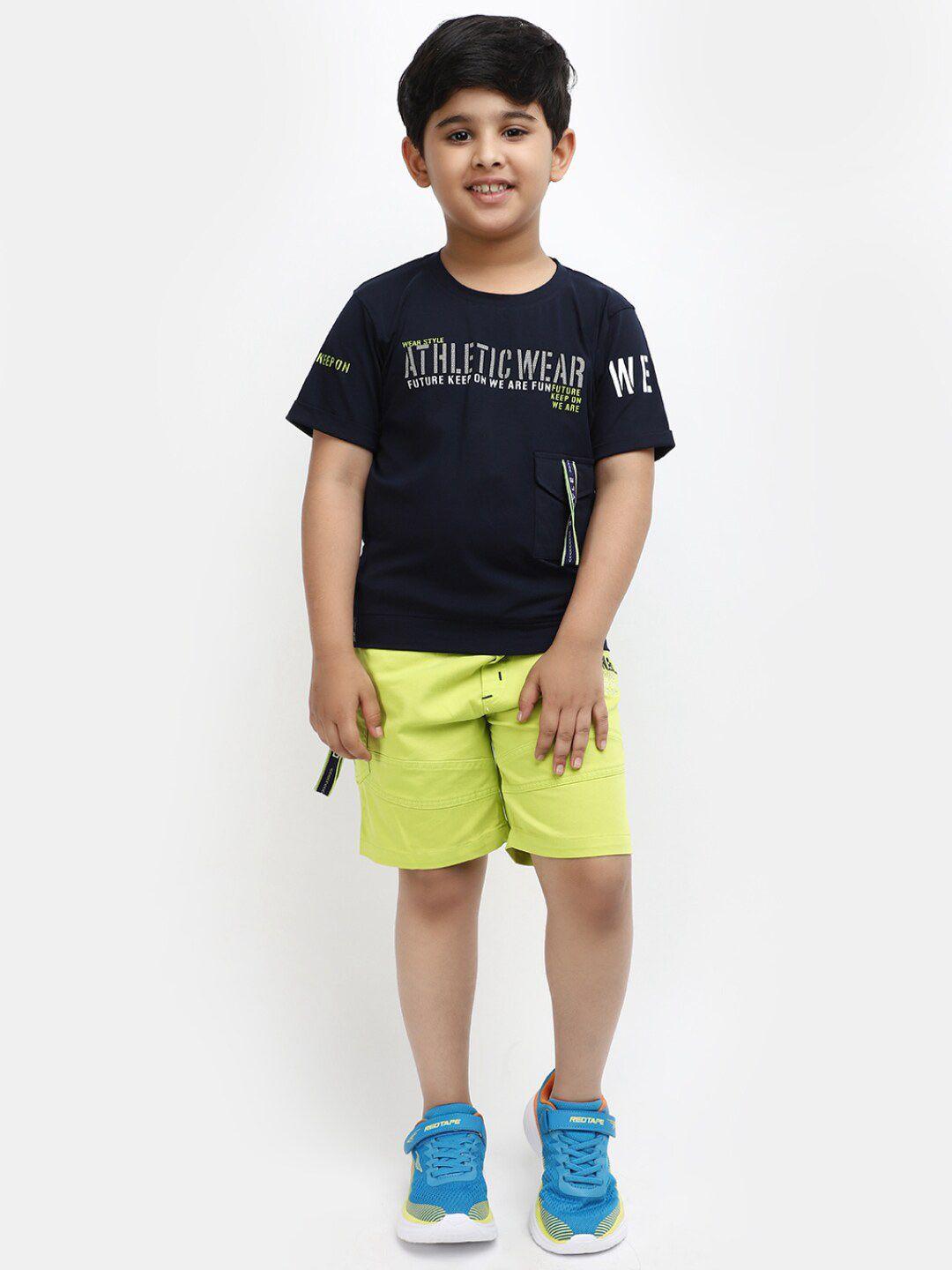 v-mart kids typography printed pure cotton t-shirt with shorts
