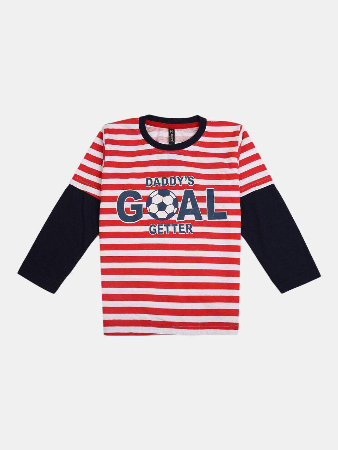 v-mart-kids-white-&-red-striped-pure-cotton-t-shirt-with-pyjamas