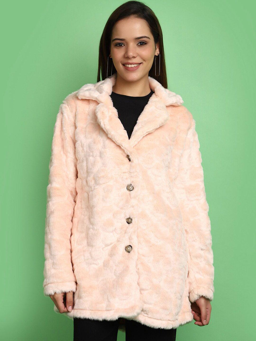 v-mart lightweight lapel collar cotton tailored jacket with faux fur trim