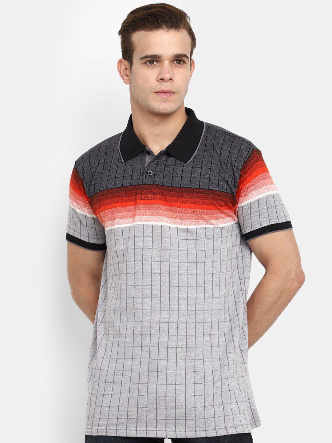 v-mart men grey striped henley neck pockets t-shirt