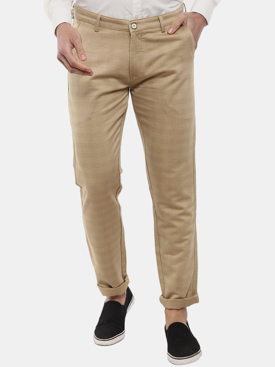 v-mart men khaki classic slim fit chinos trousers