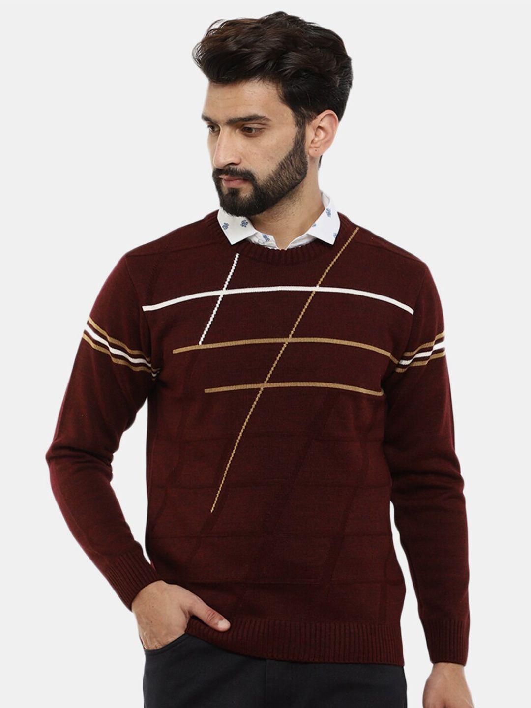 v-mart men striped woolen pullover