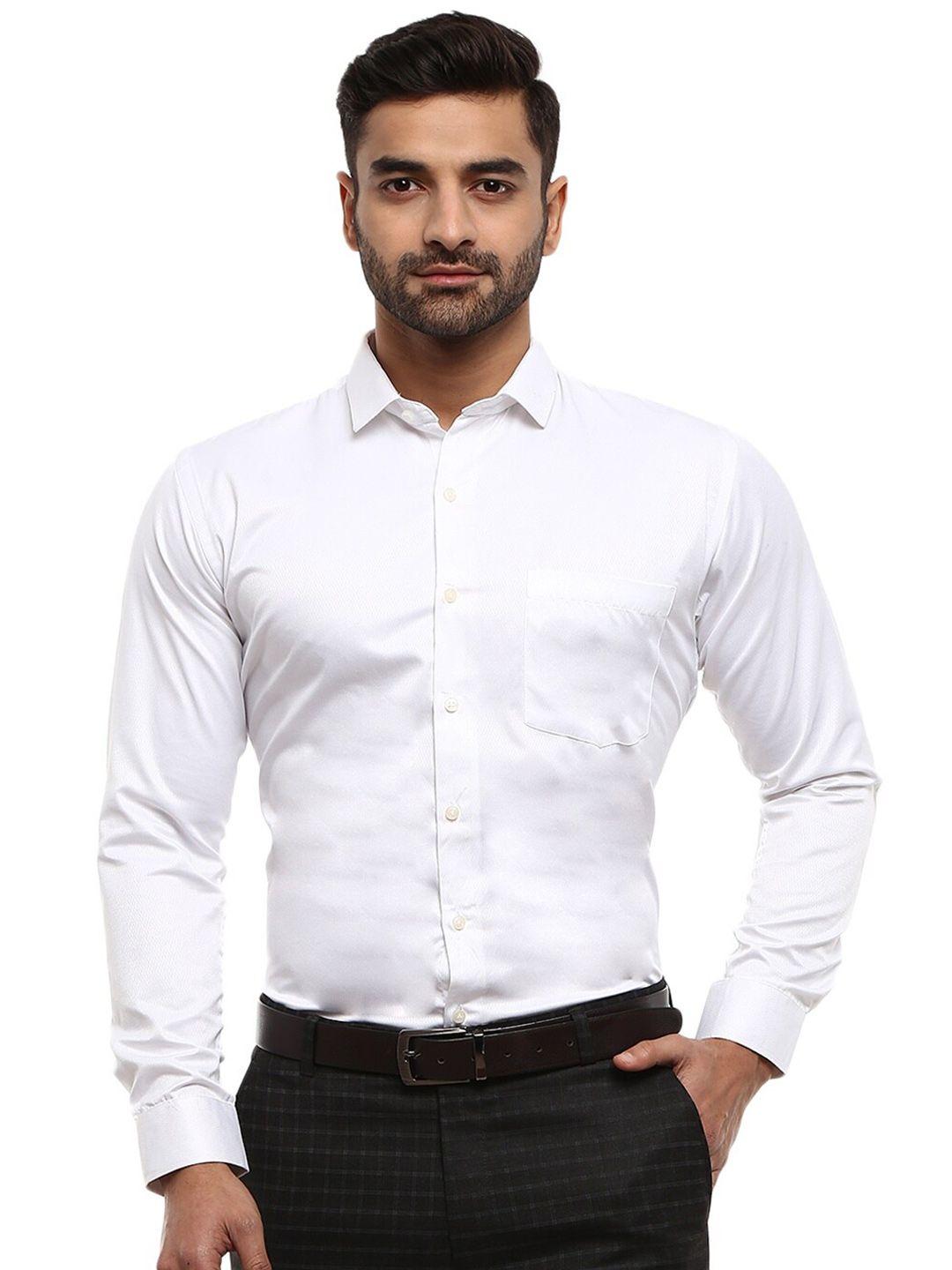 v-mart men white poly cotton spread collar formal shirt