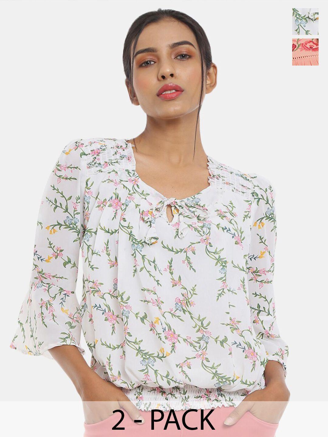 v-mart pack of 2 printed cotton tops
