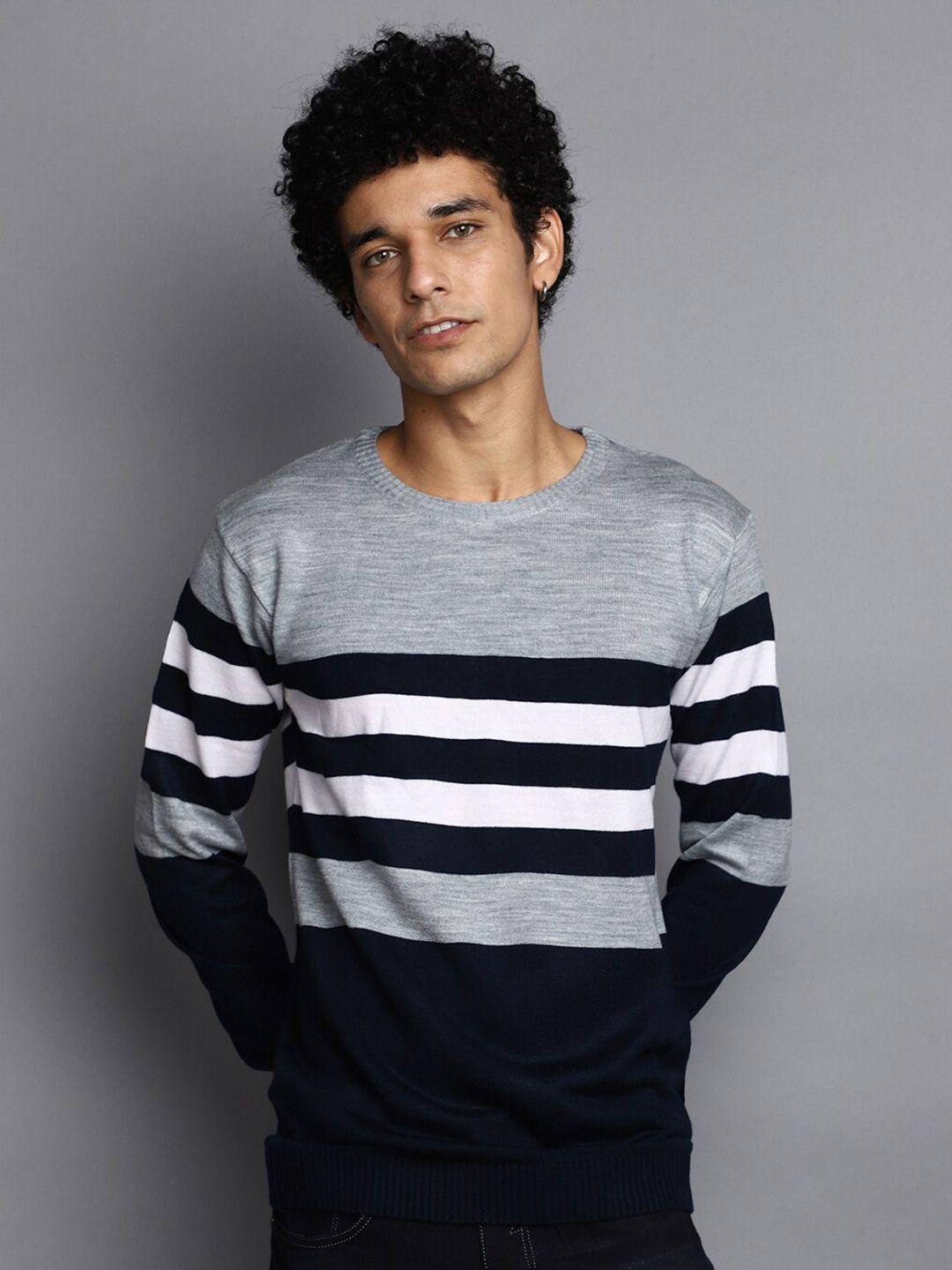 v-mart striped acrylic pullover sweater