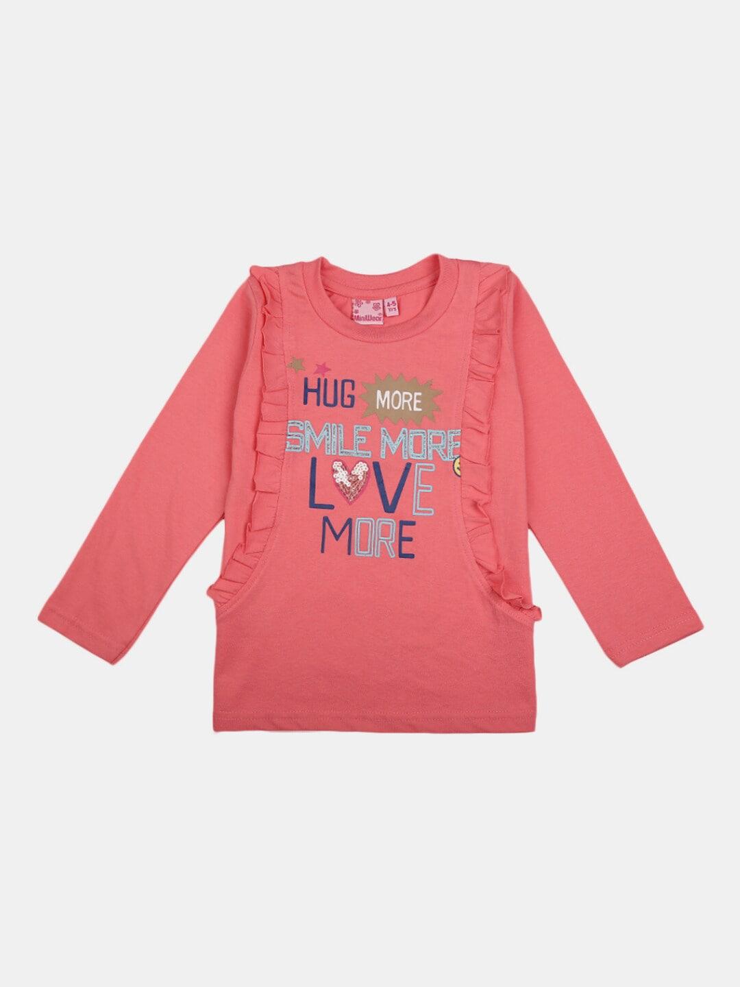 v-mart unisex kids pink & grey printed pure cotton t-shirt with pyjamas