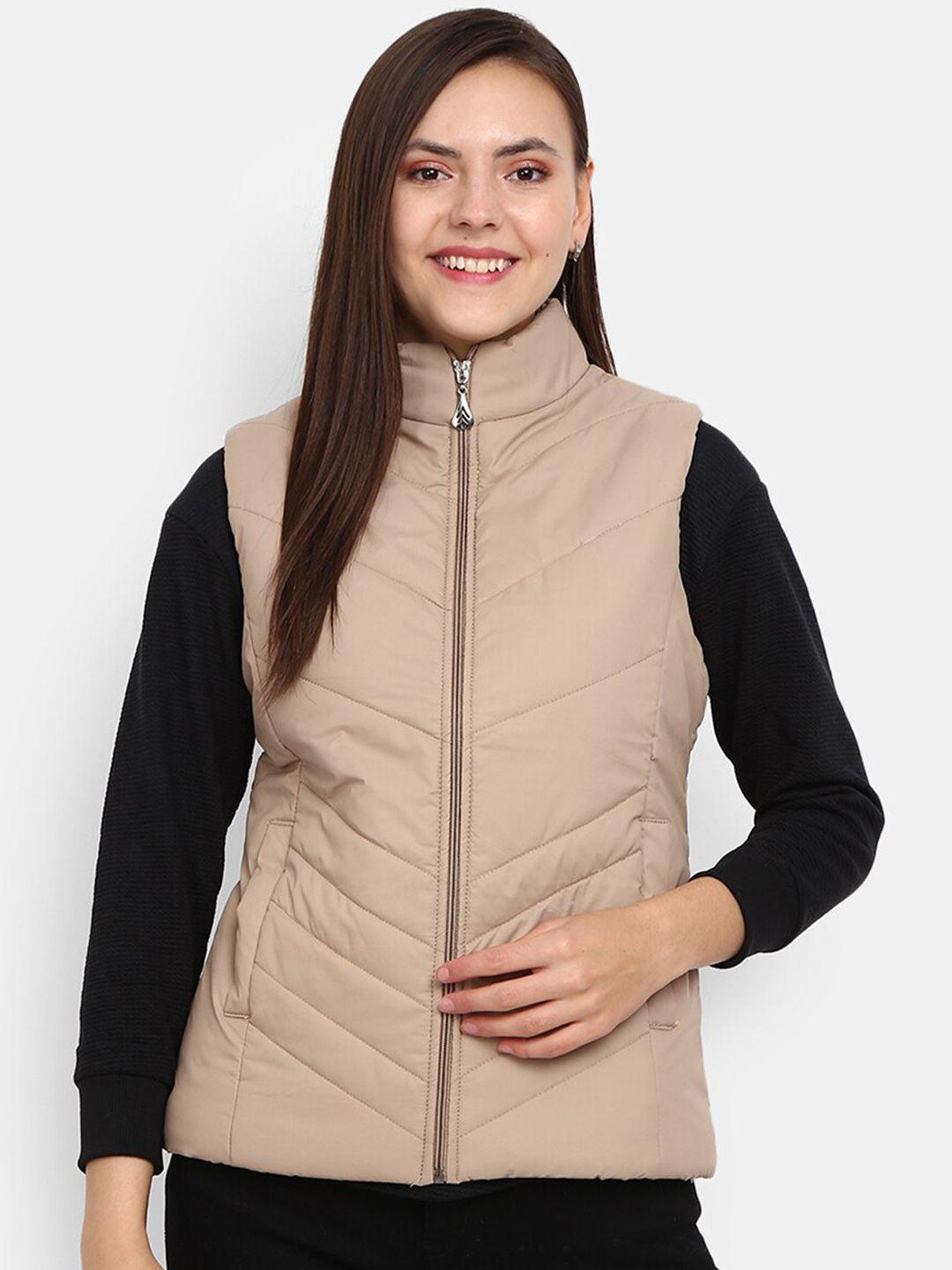 v-mart women beige outdoor padded jacket