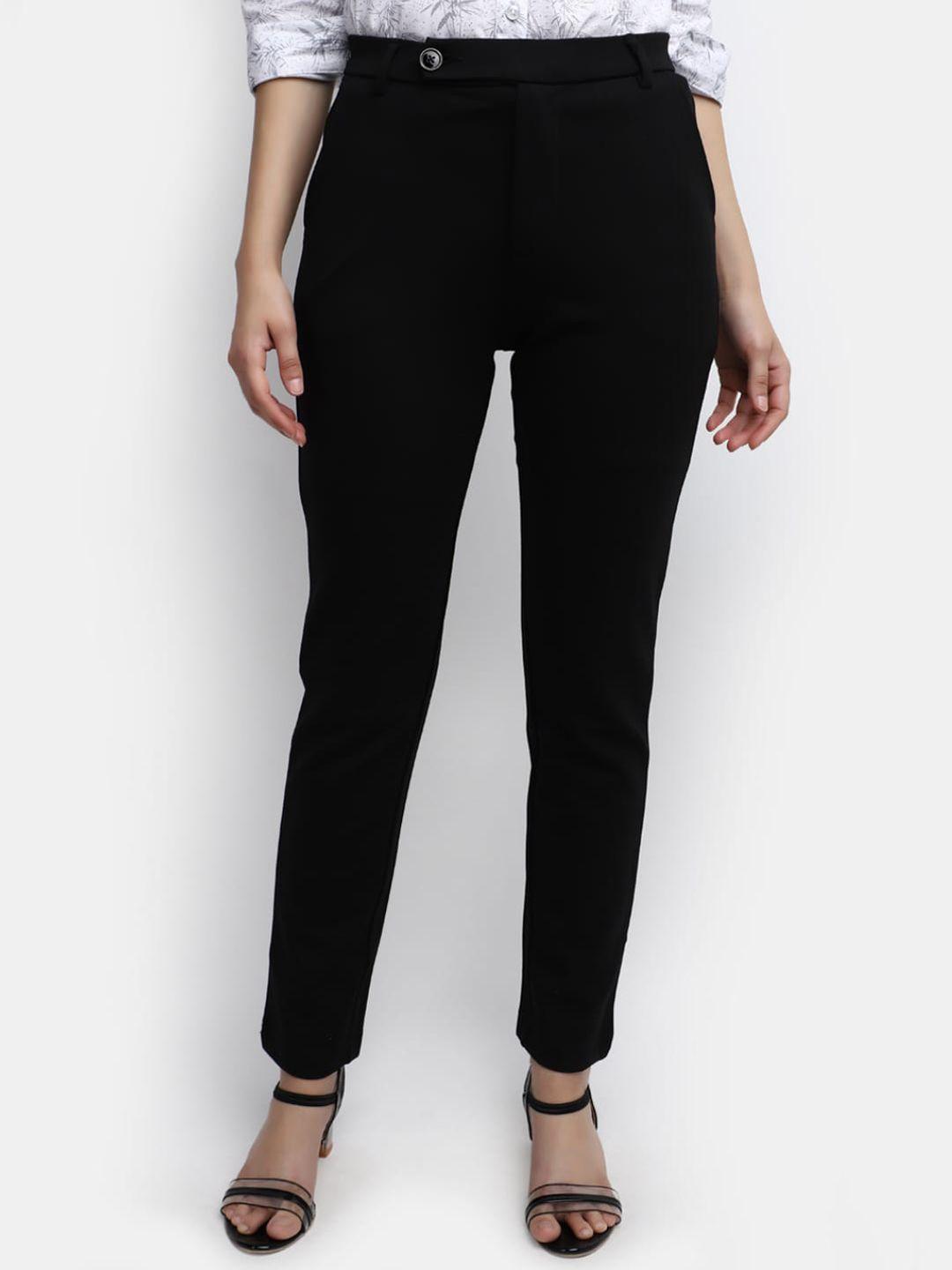v-mart women clean look mid rise cotton formal trousers