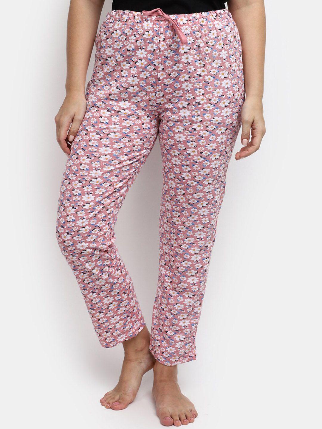 v-mart women floral printed mid rise cotton lounge pants