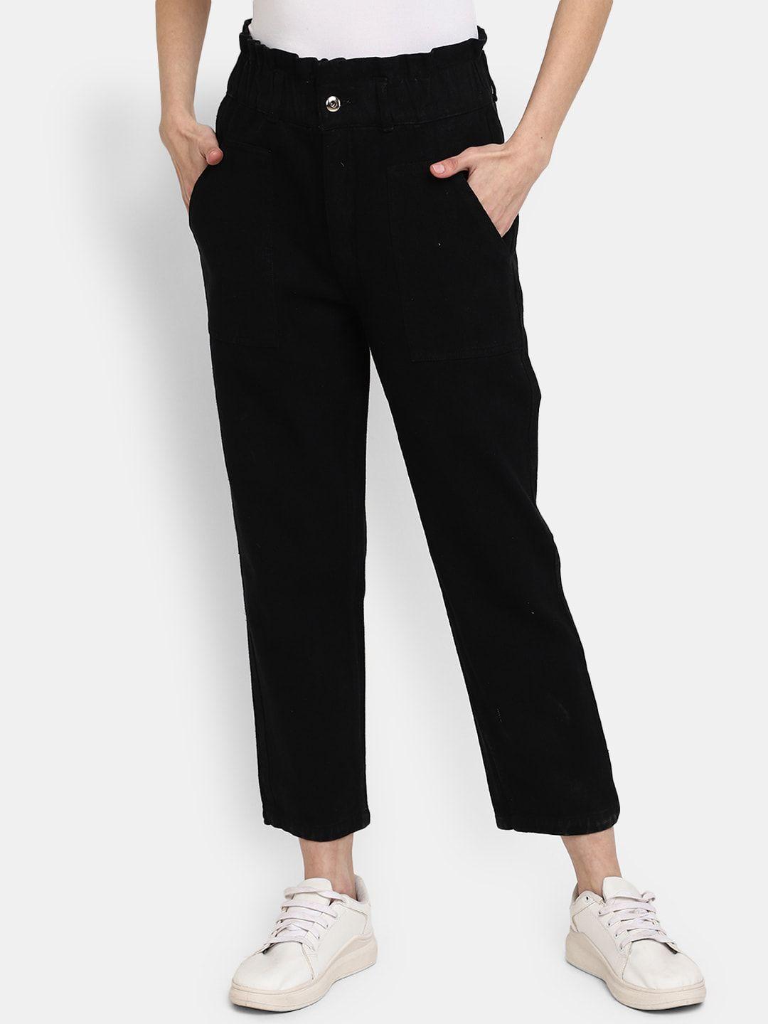 v-mart women high-rise cropped cotton joggers