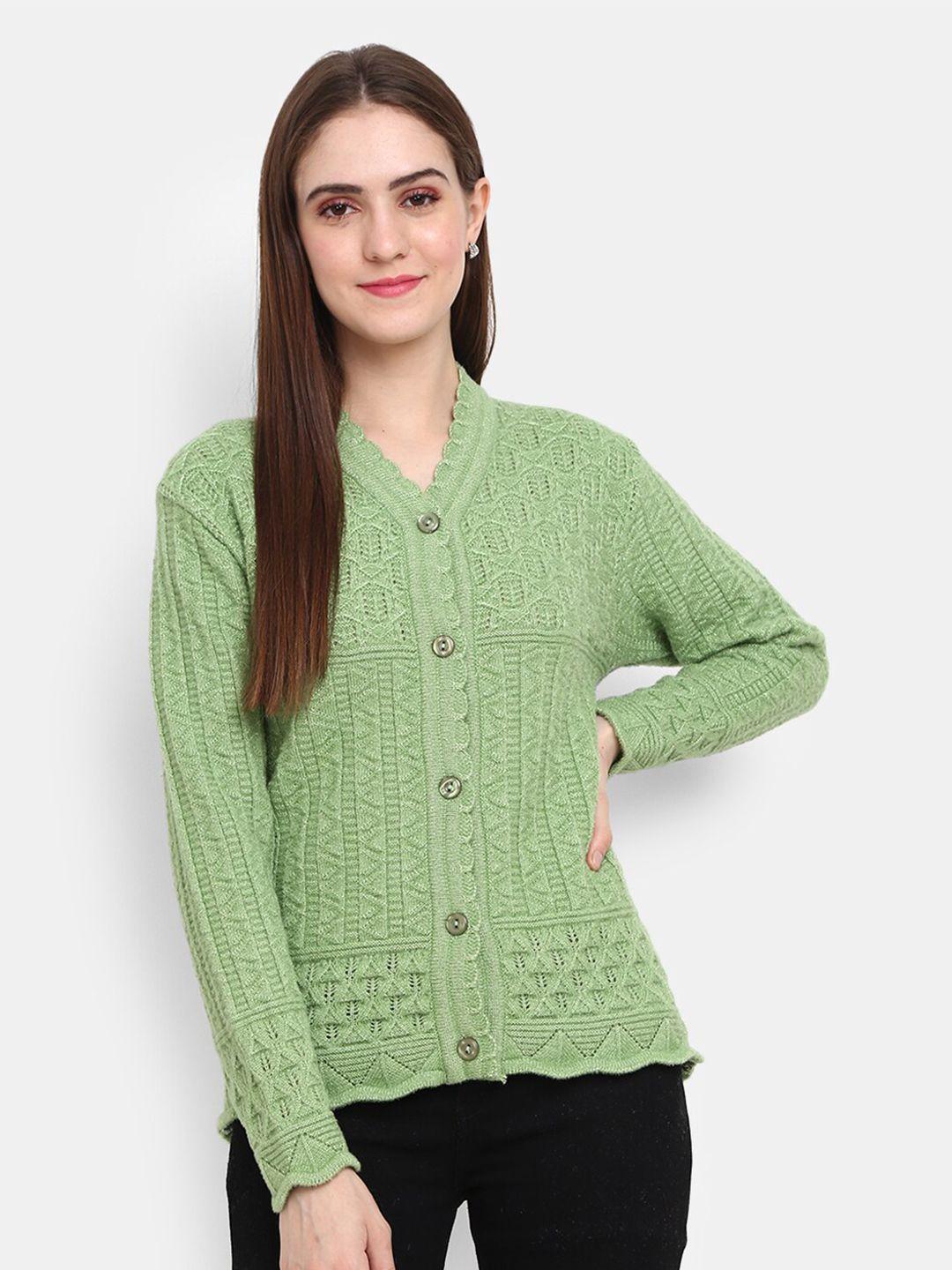 v-mart women lime green fleece cardigan