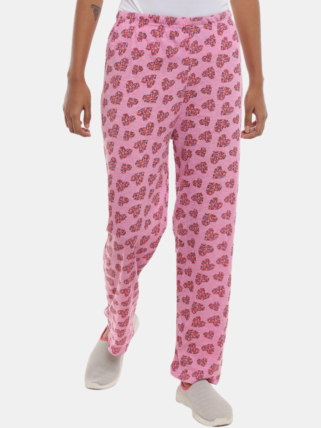 v-mart women printed mid-rise straight fit cotton lounge pants