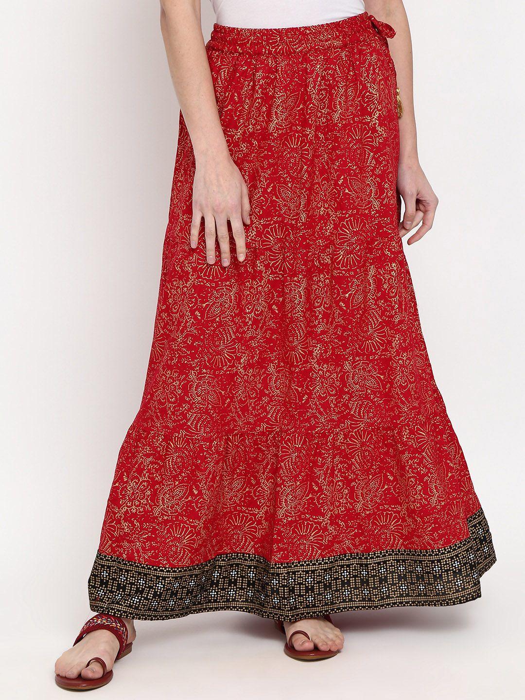 v-mart-women-red-floral-printed-straight-maxi-skirts