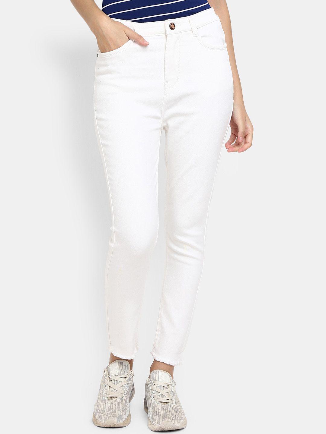 v-mart women white classic slim fit jeans