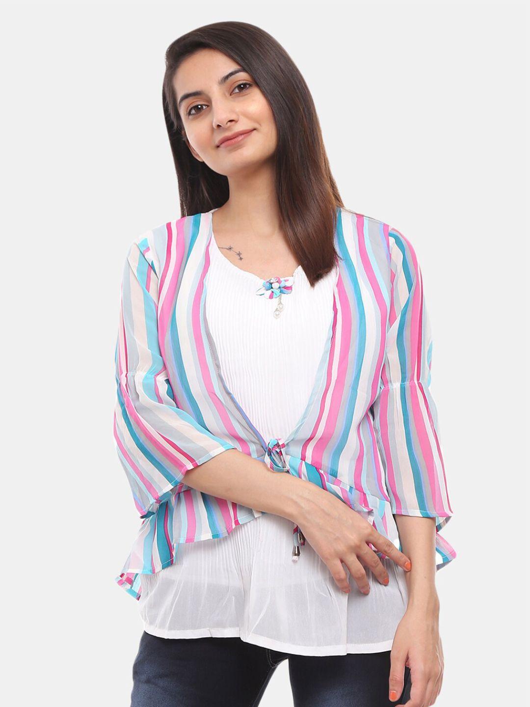 v-mart  women multicoloured striped top