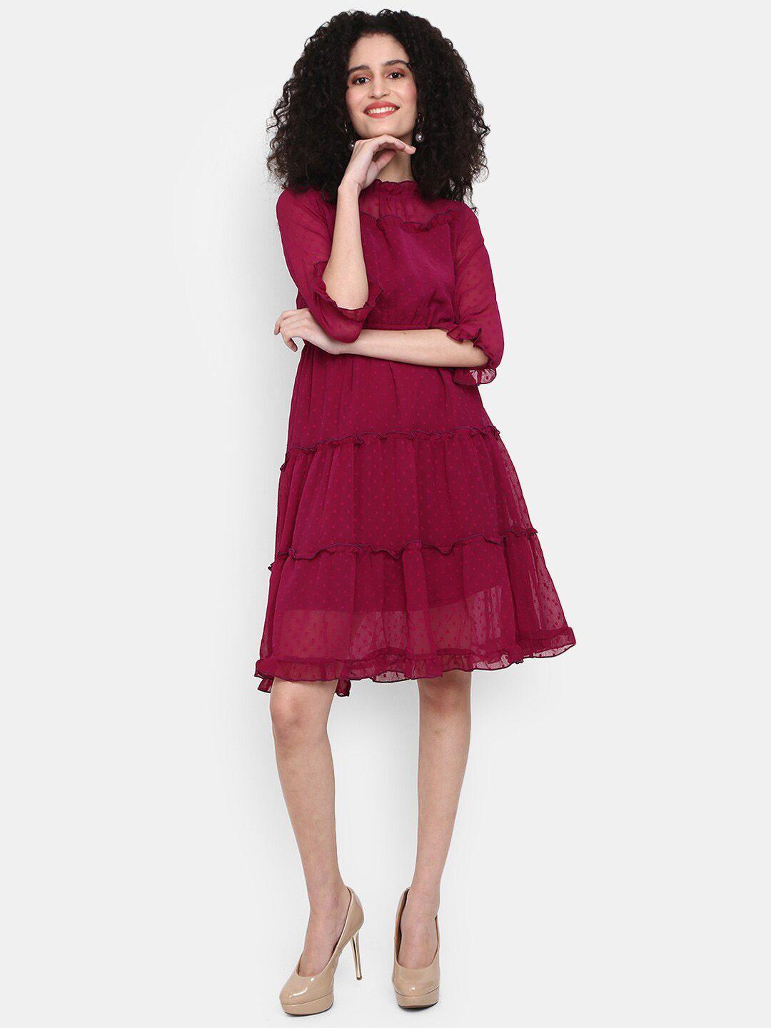 v-mart a-line midi tiered cotton dress