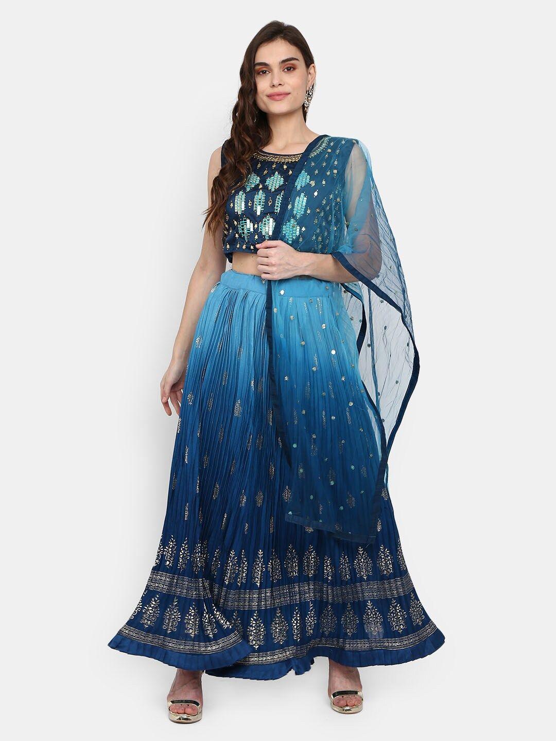 v-mart blue ethnic motifs maxi dress