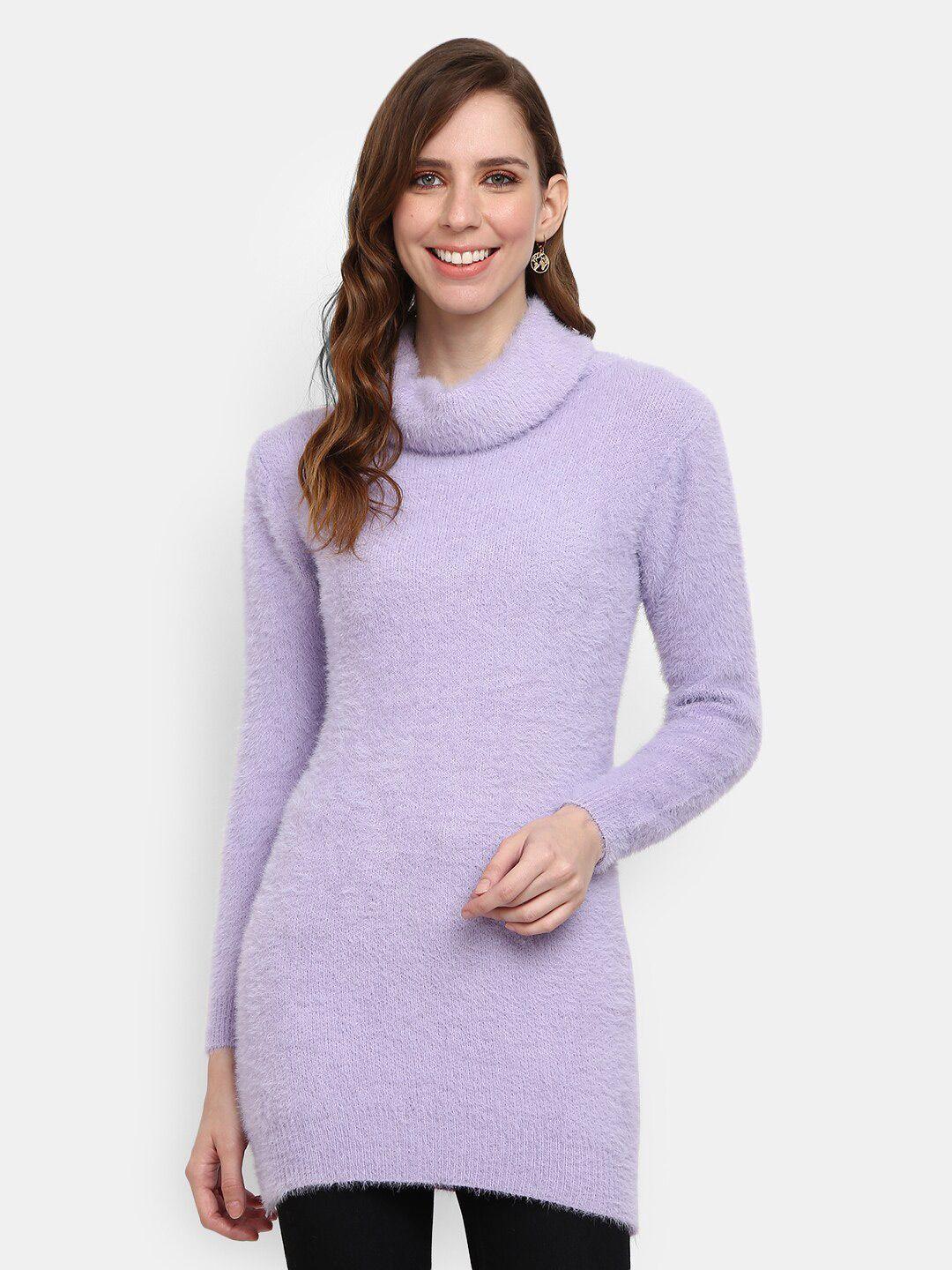 v-mart boucle turtle neck longline cotton pullover